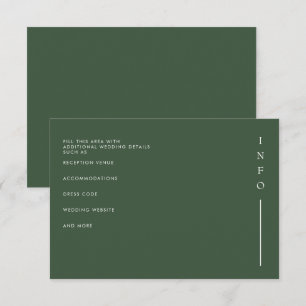 Eenvoudig Elegant Minimal Modern Green Wedding Informatiekaartje