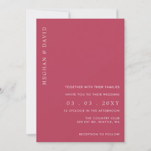 Eenvoudig Elegant Minimal Modern Magenta Wedding Kaart