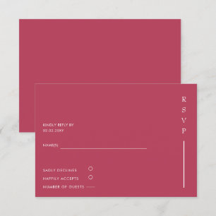 Eenvoudig Elegant Minimal Modern Magenta Wedding RSVP Kaartje