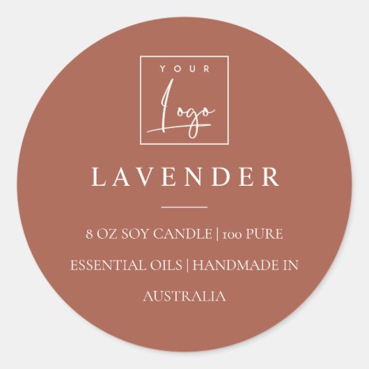 Eenvoudig Elegant Minimal Rust Logo kaars Label (Voorkant)
