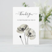 Eenvoudig Elegant Minimalisme Zwart-wit Poppies Bedankkaart (Staand voorkant)