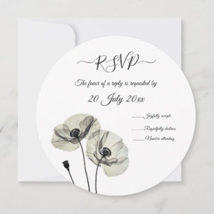 Eenvoudig Elegant Minimalisme Zwart-wit Poppies Kaart