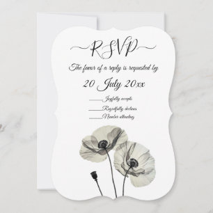Eenvoudig Elegant Minimalisme Zwart-wit Poppies Kaart