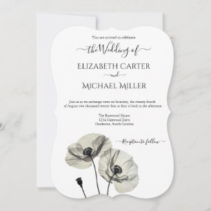 Eenvoudig Elegant Minimalisme Zwart-wit Poppies Kaart