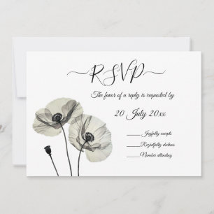 Eenvoudig Elegant Minimalisme Zwart-wit Poppies Kaart
