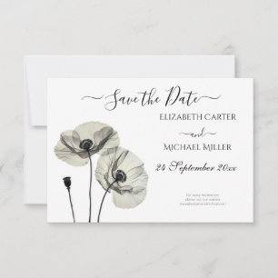 Eenvoudig Elegant Minimalisme Zwart-wit Poppies Save The Date