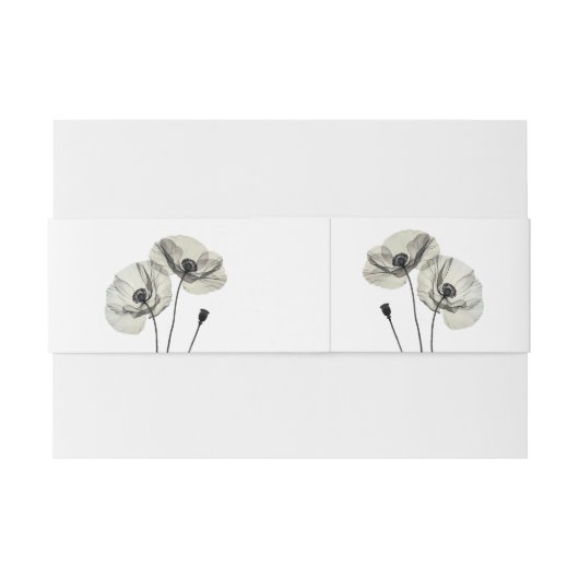 Eenvoudig Elegant Minimalisme Zwart-wit Poppies Uitnodigingen Wikkel (Achterkant Voorbeeld)