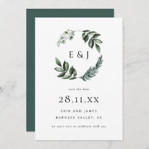 Eenvoudig Elegant Minimalistisch Groenerh met spar Save The Date