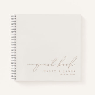 Eenvoudig Elegant minimalistisch Ivory Wedding Gue Notitieboek