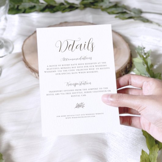 Eenvoudig Elegant Minimalistisch Script Trouwdetai Informatiekaartje