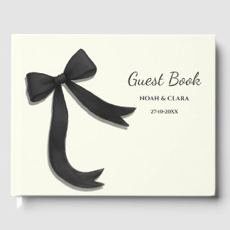 Eenvoudig Elegant Minimalistisch Zwart Strik Gastb Gastenboek