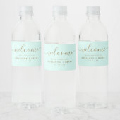 Eenvoudig Elegant Mint Green en Gold Wedding Water Waterfles Etiket (Flessen)