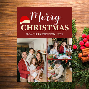 Eenvoudig Elegant modern 3 foto Christmas Family Feestdagenkaart