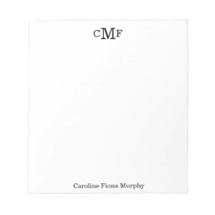 Eenvoudig Elegant Modern Basic 3 Monogram Initiaal Notitieblok