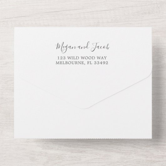 Eenvoudig elegant modern fotoweddenschap RSVP, all All In One Uitnodiging (Achterkant)