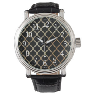 Eenvoudig Elegant modern Gold Moroccan patroon   Horloge