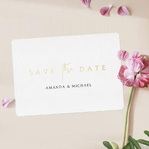 Eenvoudig elegant modern Gold Wedding Save the Dat Folie Uitnodiging