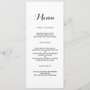 Eenvoudig Elegant   Modern huwelijksmenu Menu