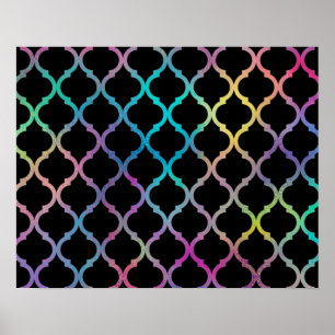 Eenvoudig elegant modern kleurrijk Marokkaans patr Poster