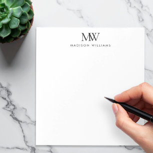 Eenvoudig Elegant Modern Monogram Notitieblok