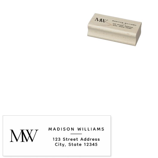 Eenvoudig Elegant modern Monogram Rubberstempel (Gestempeld)