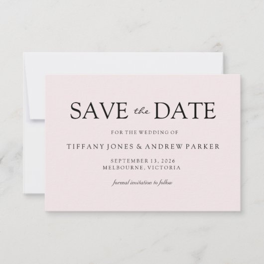 Eenvoudig Elegant Modern Peach Wedding Save the da Save The Date (Voorkant)