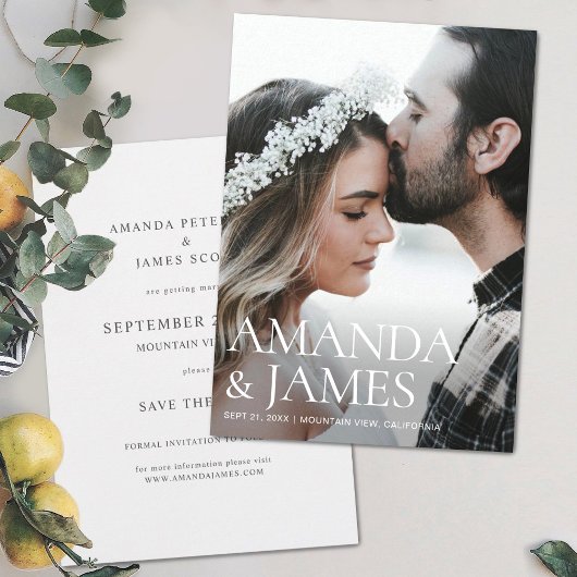 Eenvoudig Elegant Modern Photo Wedding Save The Date