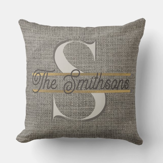 Eenvoudig Elegant modern Rustin Gold Monogram en n Kussen (Voorkant)
