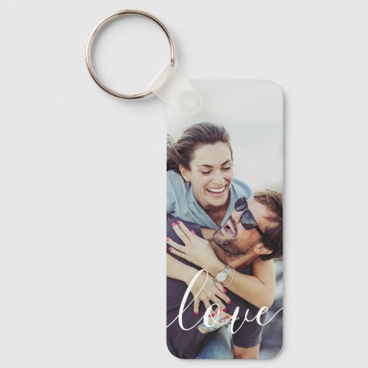 Eenvoudig Elegant Modern Schrift Foto Sleutelhanger (Voorkant)