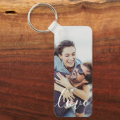 Eenvoudig Elegant Modern Schrift Foto Sleutelhanger (Voorkant)