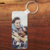 Eenvoudig Elegant Modern Schrift Foto Sleutelhanger (Achterkant)