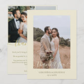 Eenvoudig Elegant Modern Script 4 foto's bruiloft Bedankkaart (Voorkant / Achterkant)