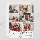 Eenvoudig Elegant modern Script 6 foto Kerstmis Feestdagenkaart (Voorkant)