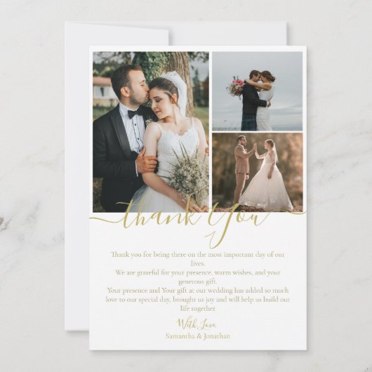 Eenvoudig Elegant Modern Script 6 foto's bruiloft Bedankkaart (Achterkant)