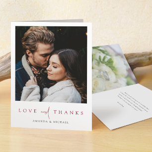 Eenvoudig Elegant modern Script Custom Photo Weddi Bedankkaart
