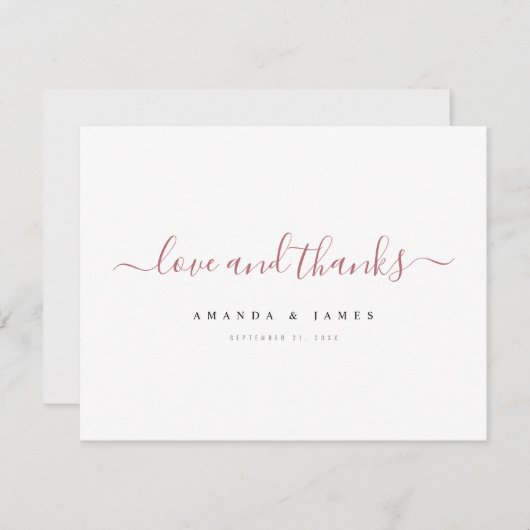 Eenvoudig Elegant Modern Script Custom Wedding Bedankkaart (Voorkant / Achterkant)