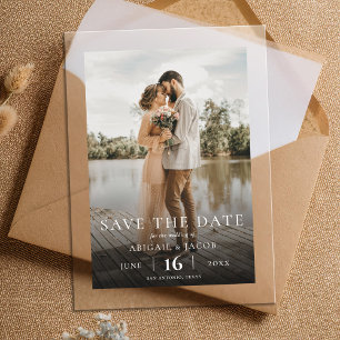 Eenvoudig Elegant Moderne Foto Wedding Save the Da Acryl Uitnodigingen