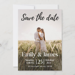 Eenvoudig Elegant Moderne Foto Wedding Save the Da Kaart