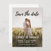 Eenvoudig Elegant Moderne Foto Wedding Save the Da Uitnodiging Briefkaart (Voorkant / Achterkant)