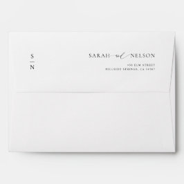 Eenvoudig Elegant Monogram A7 5x7 Bruiloft uitnodi Envelop