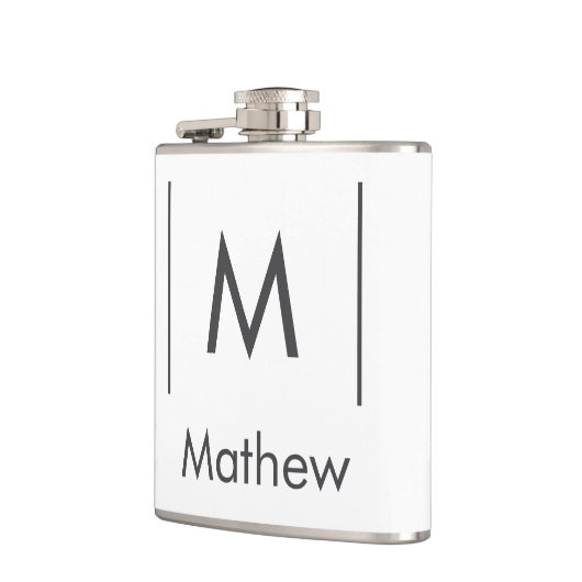 Eenvoudig elegant monogram bruidsjonker man lijnen heupfles (Links)