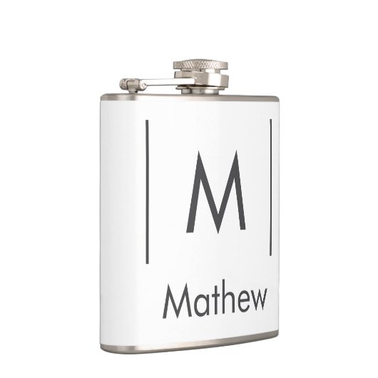 Eenvoudig elegant monogram bruidsjonker man lijnen heupfles (Rechts)