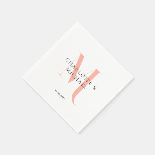 Eenvoudig, elegant, monogram bruiloft servetten (Hoek)