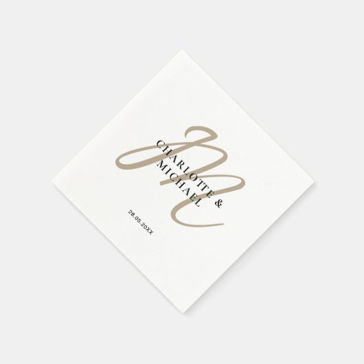 Eenvoudig, elegant, monogram bruiloft servetten (Hoek)
