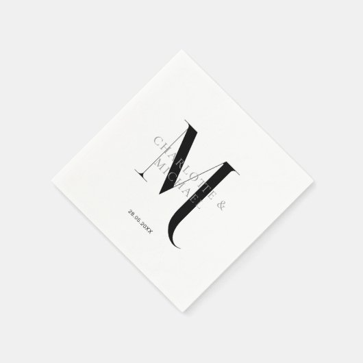 Eenvoudig, elegant, monogram bruiloft servetten (Hoek)