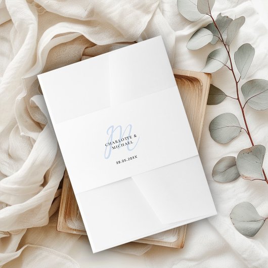 Eenvoudig, elegant, monogram bruiloft uitnodigingen wikkel