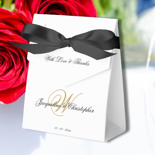 Eenvoudig Elegant Monogram Chic Script Bruiloft Bedankdoosjes