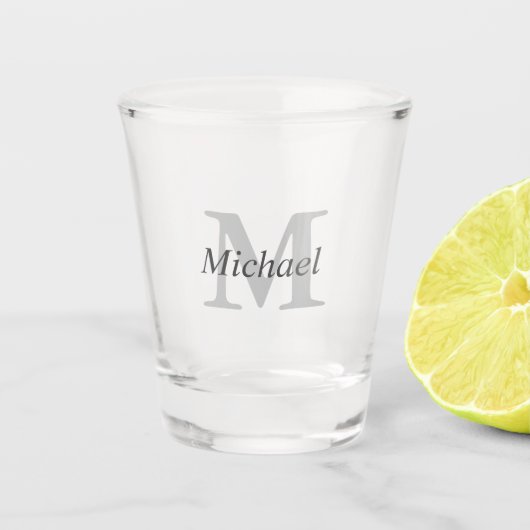 Eenvoudig Elegant Monogram en Naam Shot Glas (Voorkant)