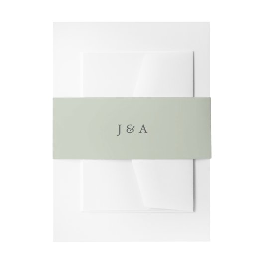 Eenvoudig Elegant Monogram Eucalyptus Groen Uitnodigingen Wikkel (Voorkant Voorbeeld)