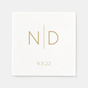 Eenvoudig Elegant Monogram Gold Weddenschap met Da Servet